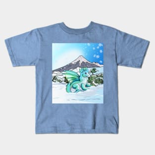 Baby Dragon in the Snow at Mount Fuji Japan Kids T-Shirt